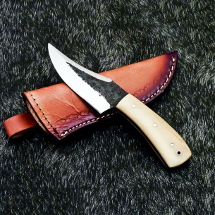 Custom Made Carbon Steel 1095 Hunting Skinner Knife With Beautiful Handle & Leather Sheath